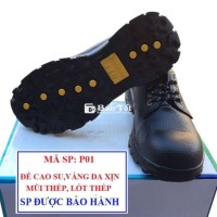 Giày Bảo Hộ Da Thật 100% - Mũi Thép, Lót Thép - An Toàn & Bền Bỉ  