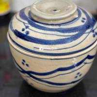Thố sành Trắng, Xanh đựng mỡ muối dưa