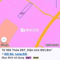 Bán đất hẻm bê tông 4m. Tổng diện tích đất: 652,2m. Có 100m thổ cư.