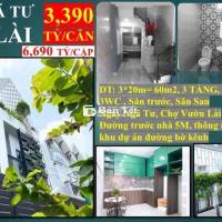 NGÃ TƯ VƯỜN LÀI - 60M2 ĐẤT, 3  tầng - 4pn- 3,390 TỶ.