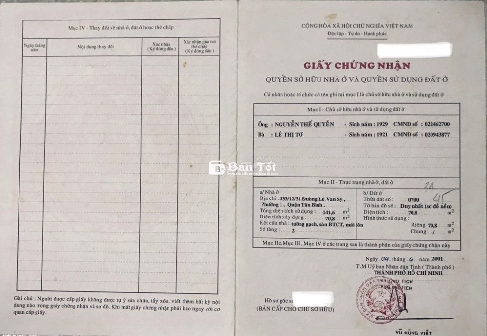 Bán nhà hẻm 333 Lê Văn Sỹ, P.1, Tân Bình. Hẻm nhựa 7m, khu dân trí cao