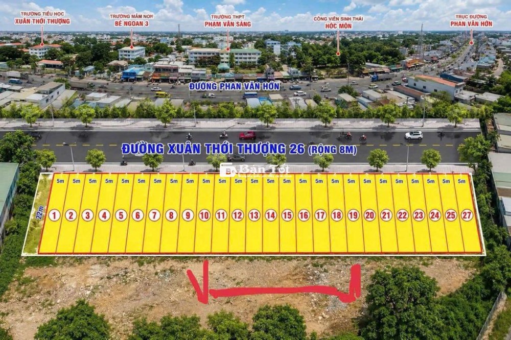 Đất 5 x 21m Mặt Tiền Đường nhựa kinh doanh buôn bán. Xã Bà Điểm 