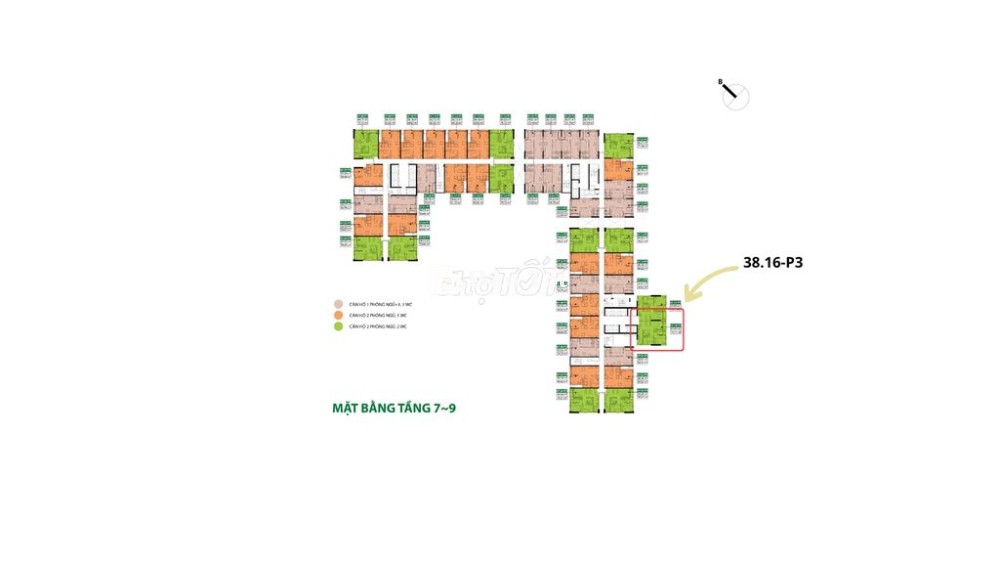 CHÍNH CHỦ CĂN GÓC - 2PN 2WC 71m² Picity Sky Park