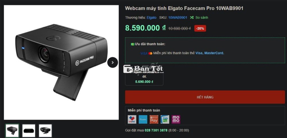 Webcam Facecam Pro chuẩn 4K 60FPS cho streamer