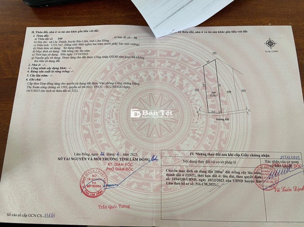 BÁN LÔ ĐẤT TẠI BẢO LỘC