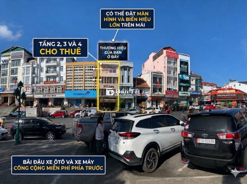 Mặt bằng thương mại 2 mặt tiền – Khu Hòa Bình – Chợ Đà Lạt – 320m²