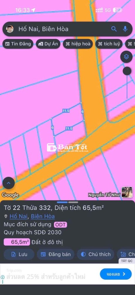 Bán Lỗ 400tr lô đất Phường Hố Nai Tp.Biên Hoà , bán bằng giá đang vay