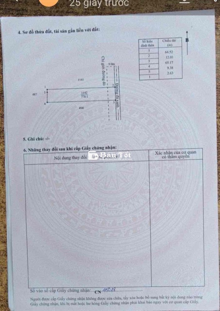 Bán gấp đất thổ cư:12x65,công nhận 780m2,xã Đức hòa,tây ninh