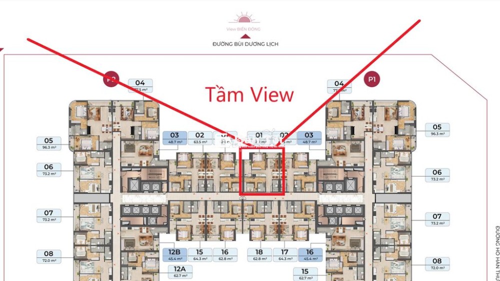 Cần bán căn hộ 2PN 63,6m2, tầng 07 Peninsula Đà Nẵng, mặt sông Hàn