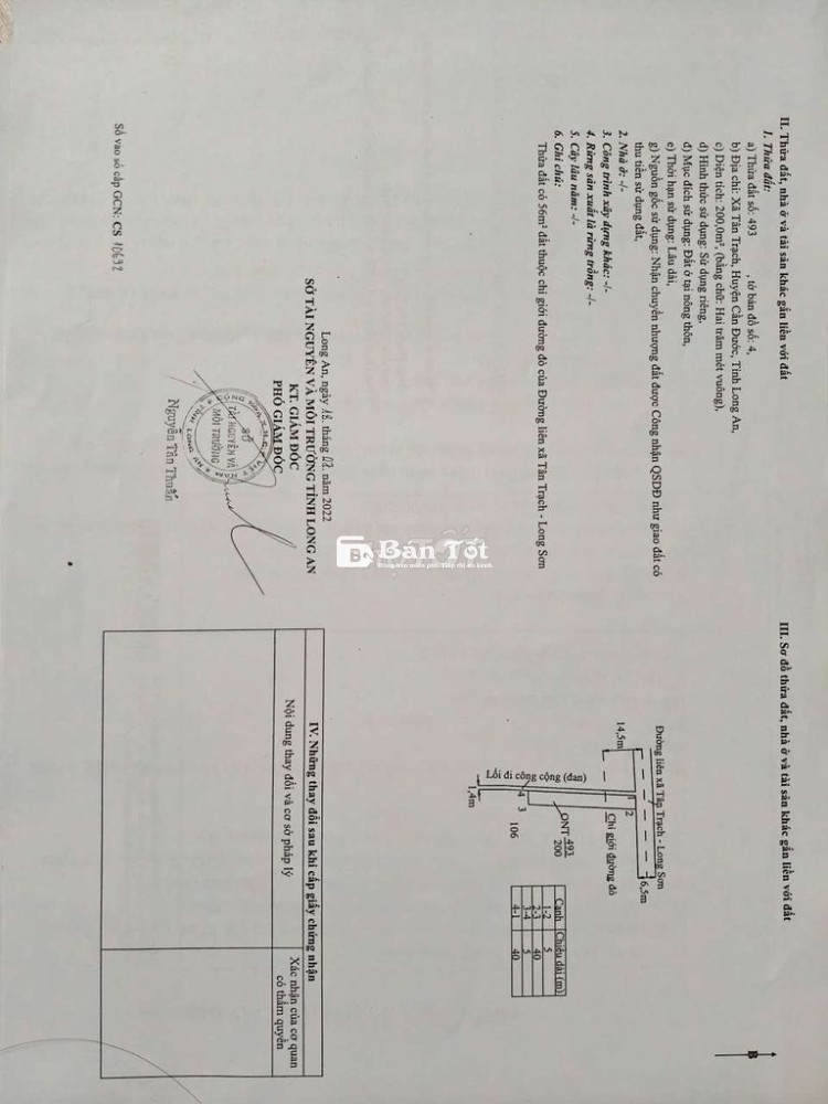 MT đường Liên Xã Tân Trạch - Long Sơn